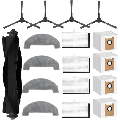 Ersatz-Zubehör-Set für MONSGA MS1 MAX Saugroboter, Stück: 1 Hauptbürste, 4 Reinigungspads, 4 Filter, 4 Ersatzzubehörteile für Seitenbürste, 4 Staubsaugerbeutel. (1/4)