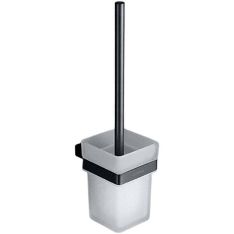 Mattschwarze Toilettenbürste, Toilettenbürstenset aus Edelstahl, an der Wand montierte Toilettenbürste, Toilettenbürstenhalter aus gebürstetem Silikon mit austauschbaren Bürstenköpfen (1/4)