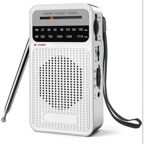 Radio portatile AM FM, radio a transistor con altoparlante potente, jack per cuffie, radio a 2 batterie AA per ricezione a lungo raggio, radio tascabile per uso interno, esterno e di emergenza.