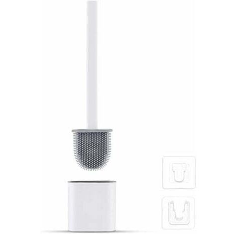 Porta scopino per WC in silicone Aiperq, scopino e supporto per WC piatto, antigoccia, antibatterico, scopino per WC ventilato, asciugatura rapida, inodore, scopino per WC da parete/pavimento, bagno e (1/4)