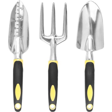 3-teiliges Gartenwerkzeug, Gartenset für Erwachsene, Gartenset aus Aluminium mit ergonomischem Griff, ideal zum Jäten, Auflockern von Erde, Umpflanzen, Pfropfen