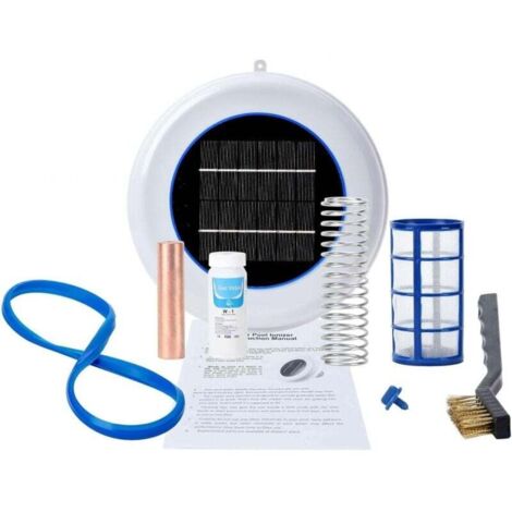 Generador de iones solares para piscinas, purificador automático de iones de cobre y plata, limpiador de piscinas (blanco)