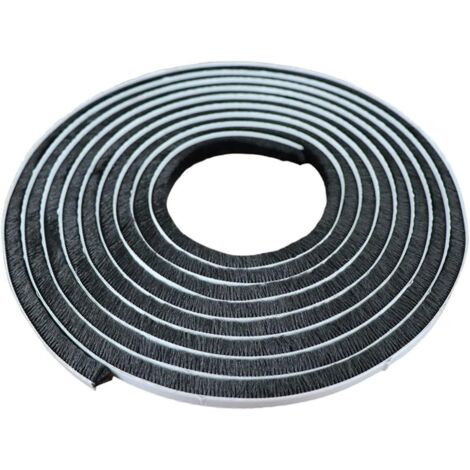 Bürstendichtungsstreifen, selbstklebender Bürstenstreifen, Fensterdichtungsstreifen, staubdicht, winddicht, Bürstendichtung für Fenster und Türen, 9 mm (Breite) x 15 mm (Höhe), Länge 5 m, Schwarz