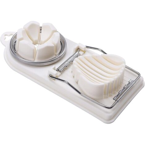 Affettauova, affettauova 2 in 1 in acciaio inox, tagliauova multifunzionale in metallo per uova e frutta (bianco)