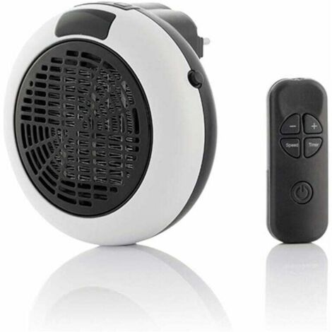 Steckdosenheizung mit Thermostat und Timer – Steckerheizung mit Fernbedienung, Wohnzimmer, Schlafzimmer, Büro – Keramik – 600 W – Weiß