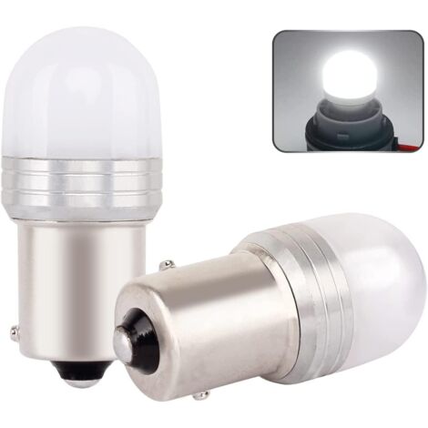 Ba15s 1156 12v Led Ampoule P21w, 3W Blanc froid 6500K, Conception de petite taille pour Bateau, RV, Auto Voiture, feux arrière, feu de recul, feux de jours, etc (Lot de 2) [Classe énergétique A]