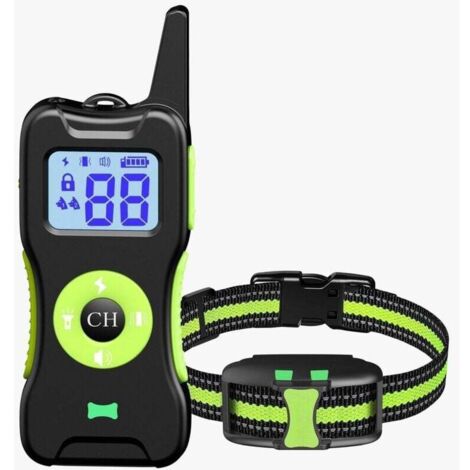 Hundetrainingshalsband, Elektrisches Hundehalsband mit Fernbedienung, 3 Trainingsmodi, Piepton, Vibrationsschock, 500 m Reichweite, IP67 wasserdicht mit Sicherheitsschloss für Hunde, Grasgrün