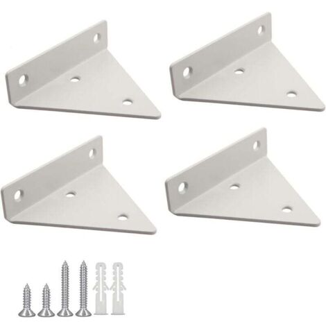4 Stück schwebende Regalhalterungen, dreieckige Regalstütze aus Metall, schwebende, verdeckte Regalhalterungen zur Wandmontage mit Schrauben für Wohnzimmer, Schlafzimmer, Badezimmerdekor – Weiß (1/4)