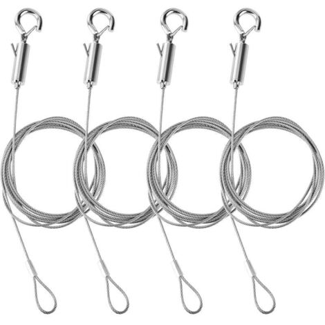 4 Pièces Câble en Acier Inoxydable, Fil Suspension Tableau en Acier Inoxydable, Fil de Suspension Réglable photo pour Miroir Lampe Légère Panneau d'Affichage (1.5mm1.5m) (1/4)