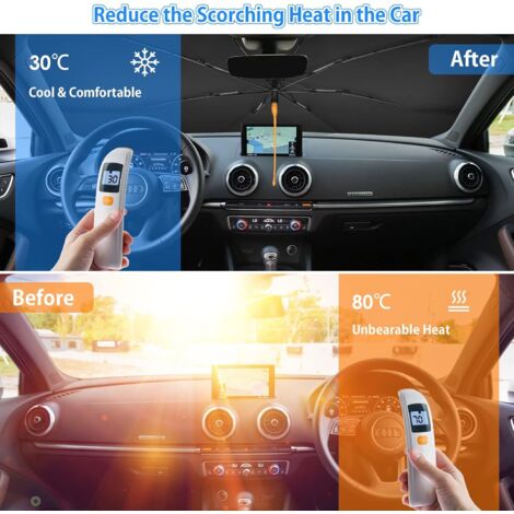 LEIVESTE Pare-Soleil Voiture Pliable Pare-Brise Intérieur Avec Ventouses Et Élastiques - Protection UV