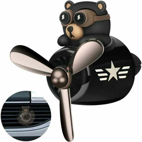1 Pcs Voiture Parfum Diffuseur Ventilateur Accessoires Voiture Dessin Animé Ours Pilote Souffleur D'air Découpe Clip Aromathérapie Décorations De Voiture (Black Cool Bear) -62 60 48mm