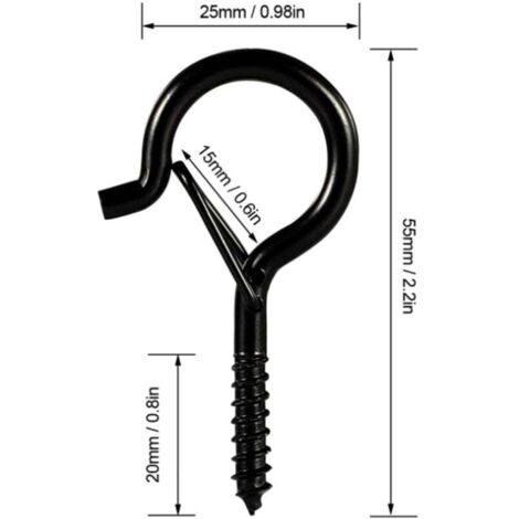 Lot De 4 Crochets à œillet En Acier Inoxydable – 4,5 X 2,2 X 1,5 Cm, Noir, Pour Suspendre Ventilateur, Luminaires Ou Décoration