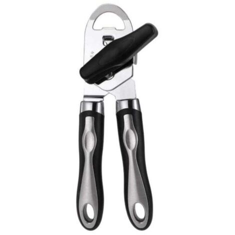 Apriscatole manuale 3 in 1, utilizzo senza sforzo, impugnature morbide, facile da girare, apriscatole resistente per anziani - coperchio rimovibile con magnete, nero (1/4)