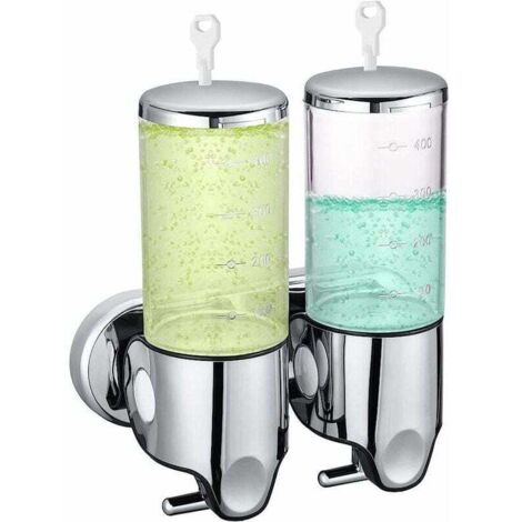 Dispenser di sapone a doppia camera da 1000 ml, dispenser di sapone manuale a parete per disinfettante per le mani, shampoo, bagnoschiuma, lozione per WC, bagno, cucina (1/4)