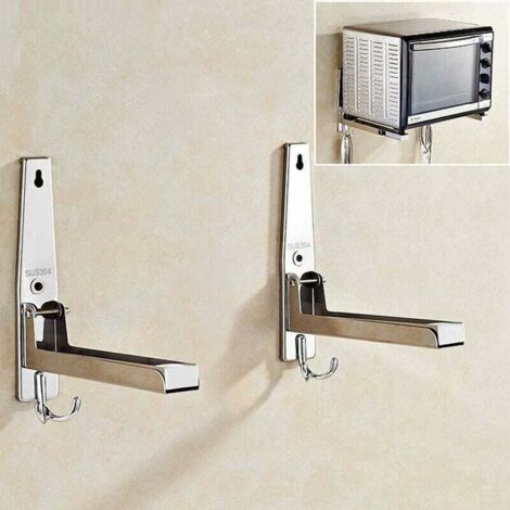 TOPINCN Support Télescopique Micro-ondes – Acier Inox 304 – Pliable Fixation Murale – Charge 100 Kg