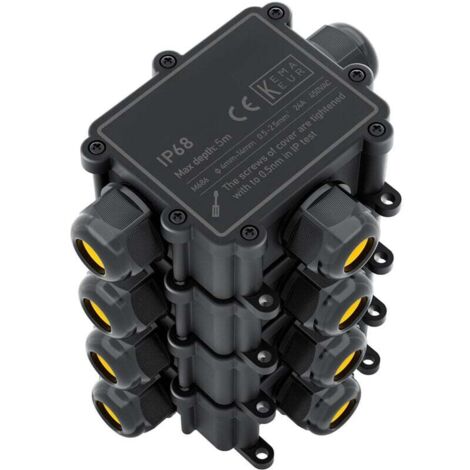 Boîte de Dérivation Étanche IP68 3 Voies pour Câble 4-14mm Extérieur Noir 4 Pièces (1/4)