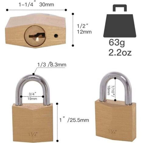 Cadenas en laiton 40 mm avec 3 clés