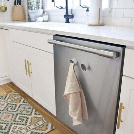 Porte-serviettes De Porte STOUCLA - 23 Cm, Acier Inoxydable Noir, Sans Perçage, Pour Cuisine/salle De Bain