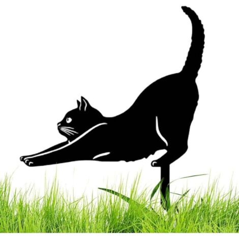 Statue De Chat En Métal Mignon 26cm Ornement De Jardin Extérieur Pour Pelouse (1/4)