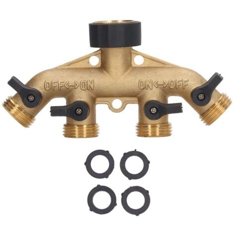Distributeur Robinet Bille Laiton 4 Voies Arrosage Jardin Irrigation Agricole Lavage Voiture (1/4)