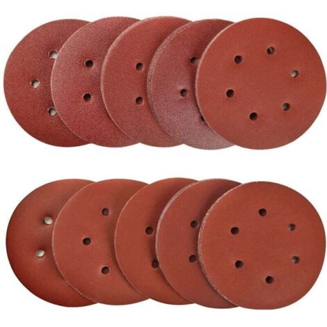 100 Disques Abrasifs 150mm Grain 40 à 2000 pour Ponçage Polissage Dérouillage Ponceuse Excentrique 6 Trous (1/4)