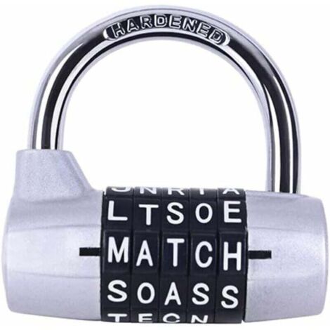 Cadenas à Combinaison 5 Lettres Sécurité Casier Salle de Sport Verrou Équipement (1/4)
