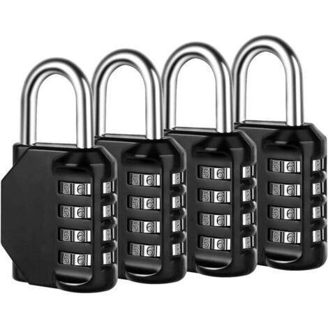 Serrure à Combinaison 4 Chiffres Paquet de 4 Cadenas pour Casier Sport Clôture Boîte Outils Armoire (1/4)