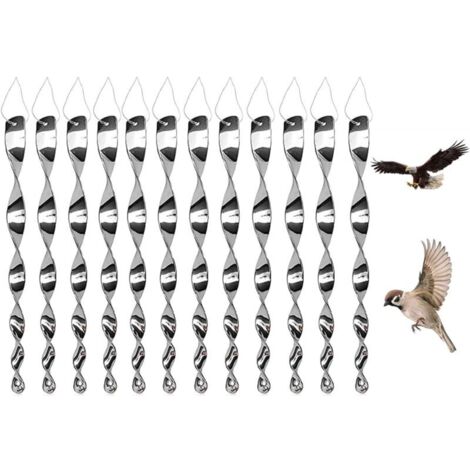 12 Pièces Répulsif Oiseaux Réfléchissants 360 Degrés Spirale Anti Oiseaux Protection Jardin Fenêtres (1/4)