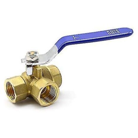 1/2 Zoll 3-Wege-Kugelhahn aus Messing, T-Typ, für Wasser, Öl und Dampf, mit Edelstahlgriff.