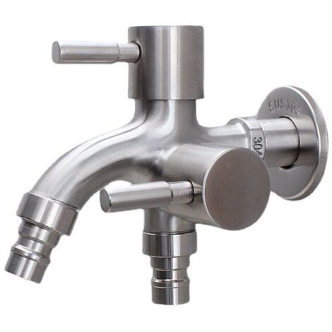 Doppelhahn für Garten, Waschmaschinenanschluss, Frostschutzhahn, 1/2"-Doppelausgangshahn, Außenwasserhahn für Garten, Küche, Bad, Waschmaschine und Balkon