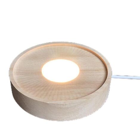 Runder Displaysockel, LED-Lichtdisplaysockel, Beleuchtungssockel aus Glas und Holz