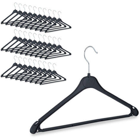 90-teiliges Kleiderbügel-Set, Hosenbügel, Hemdenbügel, Rockbügel, Krawattenhalter, Kunststoffbügel, drehbarer Haken, schwarz (1/4)