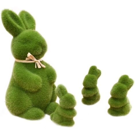 4-teiliges Osterhasen-Set aus Schaumstoff, beflocktem Fell, Hasenfigur aus Kunstgras, Osterdekoration für Garten und Hof (1/4)