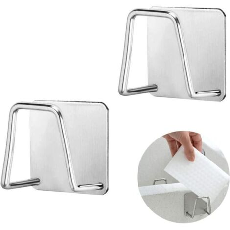 selbstklebende Schwammhalter, kein Bohren erforderlich, aus Edelstahl 304, selbstklebende Wandhaken für die Küche – Silber (1/4)