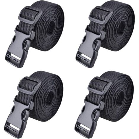 Schnellverschluss-Spanngurt 25 mm 38 mm, 4-teilig, Kunststoff-Ratschengurt, Spanngurt zur Gepäcksicherung (1,5 m, A - Schwarz - 25 mm) (1/4)