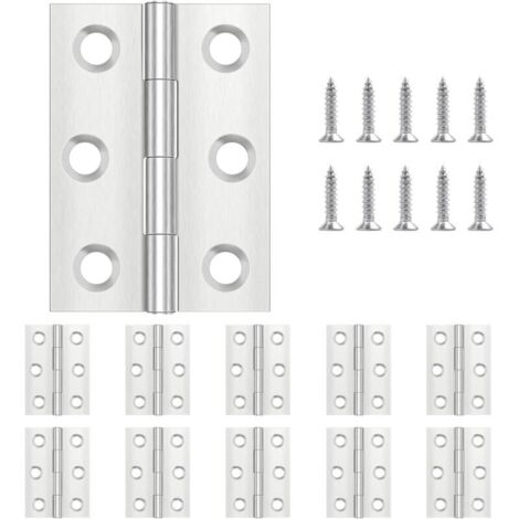 Packung mit 20 Klappscharnieren, 44 mm x 31 mm, Edelstahl, Klavierbänder, kleine Scharniere, geeignet für Türen, Fenster, Schränke usw., mit 120 Schrauben. (1/4)