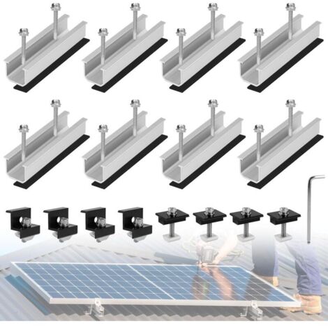 Satz mit 8 Aluminium-Montagehalterungen für Flachdach-Solarpaneele