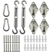 Kit di fissaggio per vele ombreggianti, staffe in acciaio inossidabile per l'installazione sicura di tende da sole quadrate e triangolari.