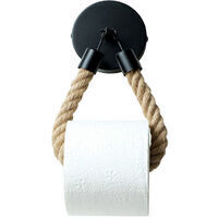 Porte Papier Toilette sans Perçage, Vintage Porte Rouleau Papier Toilette, Noir Mat Support Papier Toilette pour Salle de Bain et WC