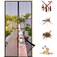 Magnetischer Fliegengitter für Fenster, 140 x 220 cm, selbstklebendes Moskitonetz mit Verschlüsselung, automatisch schließender Magnetvorhang ohne Bohren, für Türen
