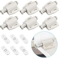 6 Pcs Loquet Magnétique Fermeture Douce Porte Placard Tiroir Cabinet Cuisine Salle de Bain Blanc