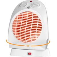 Energieeffizienter Heizlüfter, 120° oszillierend, 2000 W, mobiler elektrischer Heizkörper mit 3 Heizstufen und Thermostat, tragbare Zusatzheizung für Badezimmer und Schlafzimmer