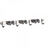 Wandmontierter Besen- und Mopphalter aus Edelstahl 304 mit 3 Halterungen und 4 Haken