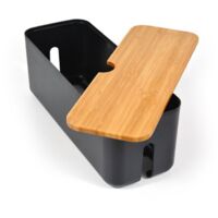 Kabelmanagementbox mit Holzdeckel, Aufbewahrungsbox zum Abdecken und Verstecken von Computerkabeln, Schwarz