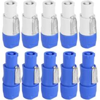 3-poliger NAC3FCA-Stecker (männlich), 20-A-Netzteil, 250 V Wechselstrom, blau und weiß, 10 Stück/Packung