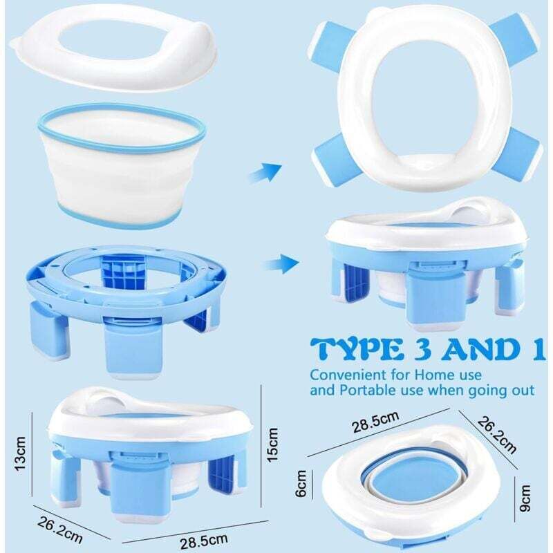Seggiolino Per WC Per Bambini Regolabile Con Scaletta Antiscivolo E Sedile Imbottito – Adattabile A WC V, U, O, Pieghevole E Portatile, Da 1 A 14 Anni