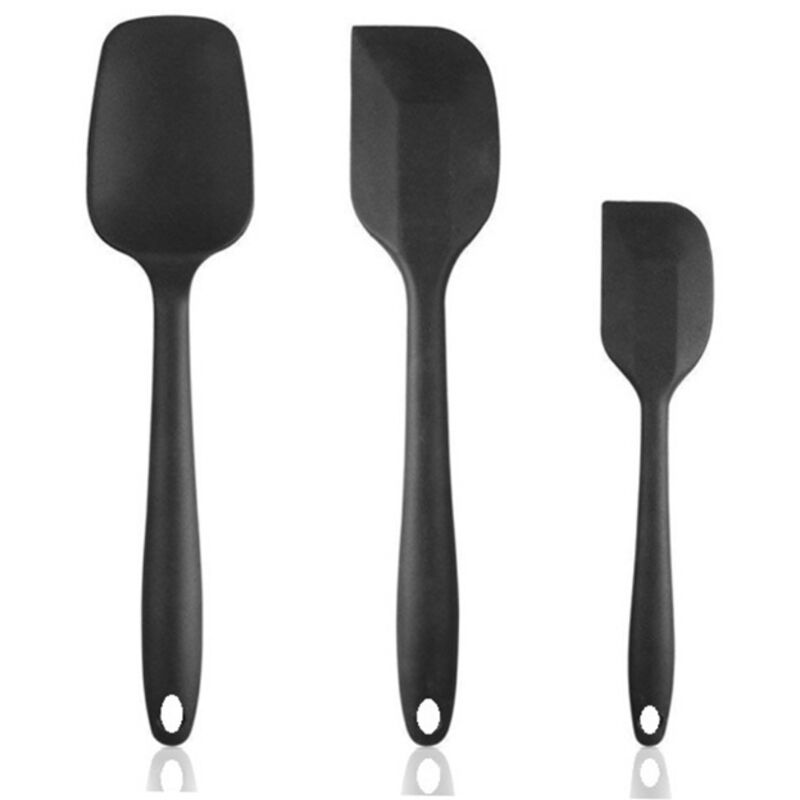 Set Di Utensili Da Cucina In Silicone Con Manici In Legno – 12 Pezzi Atossici, Resistenti Al Calore (230°C), Con Supporto, Colore Nero - 3