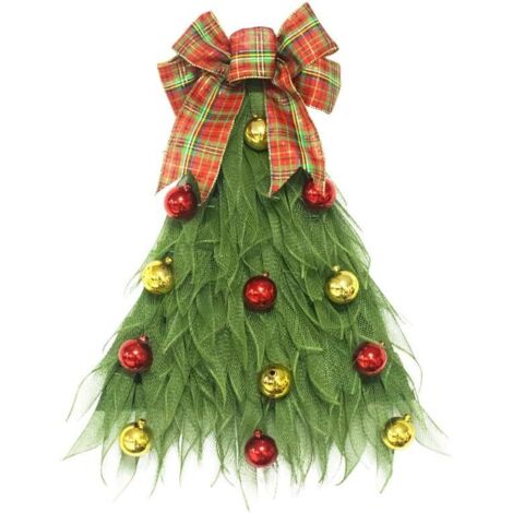 keebgyy Guirlande d'escalier de Noël prééclairée en forme de larme verte pour porte d'entrée, intérieur ou extérieur, décoration de Noël