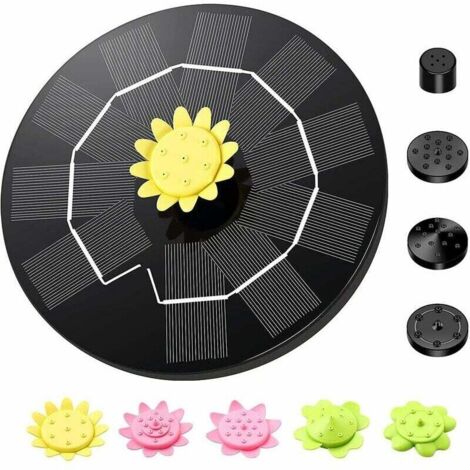 AISITIN Fontana Solare Da Giardino 3.7W Con 4 Ugelli - Pompa Galleggiante Fai-Da-Te Per Laghetti, Stagni E Vasche Uccelli - 2