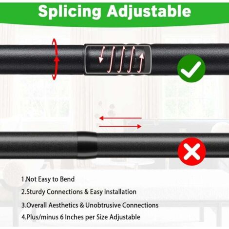 Bastone Per Tende Estensibile Umbra Ringlet – 107-305 Cm, Diametro 2,5 Cm, Acciaio Nero Opaco, Con Supporti A Anello E Fissaggi - 5